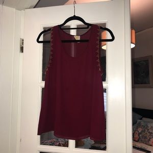 Maroon Blouse With Gold Beading